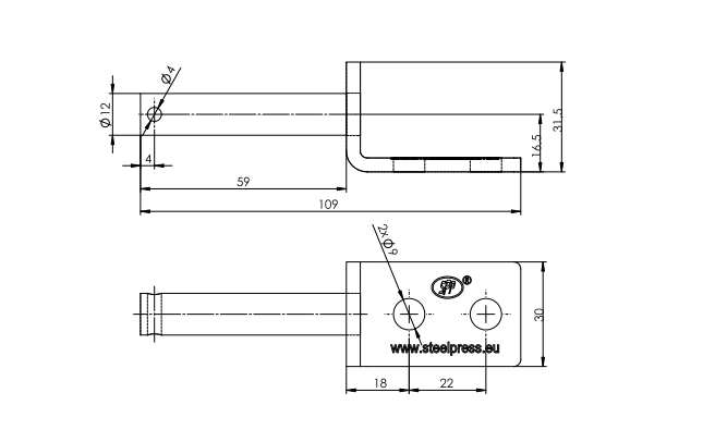 Uchwyt zawiasu burtowego STEELPRESS UZ-01B mocowanie burty przyczepy