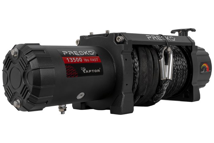 Wciągarka elektryczna do przyczepy lawety PRESKO RAPTOR 13.5FS 12V 6130kg z liną 24m