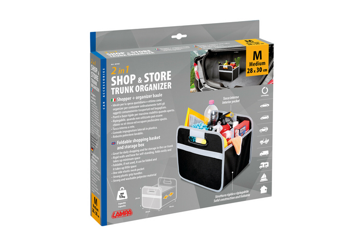 Organizer samochodowy LAMPA Shop&Store M składany kosz do bagażnika 32x27cm