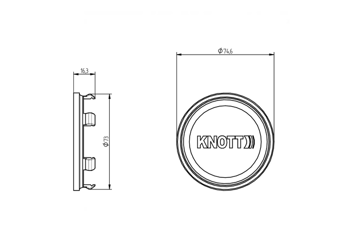 Osłona piasty łożyska KNOTT 75mm kapsel dekielek do felg aluminiowych