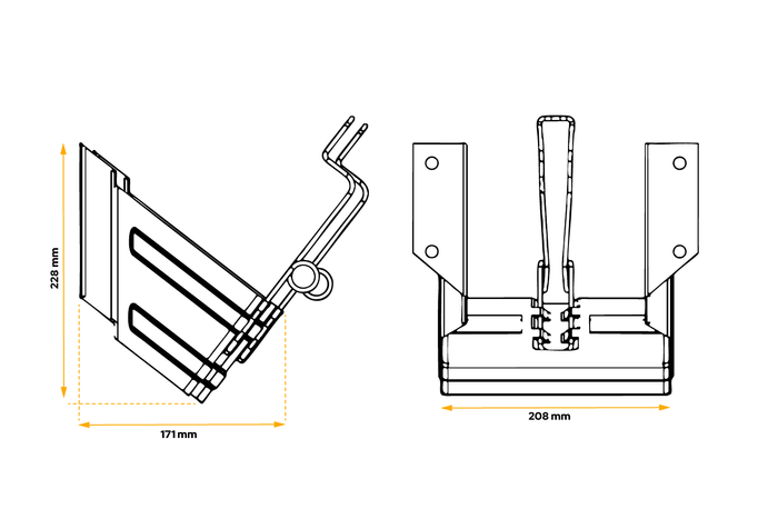 Klin pod koła E53 z uchwytem do mocowania LOKHEN h: 225mm
