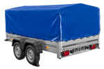 Przyczepka dwuosiowa 264x150 UNITRAILER GARDEN 265/2 KIPP ze stelażem H-800 i pokrowcem niebieskim