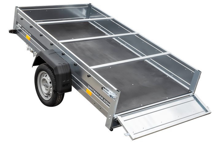 Przyczepka jednoosiowa 230x125 UNITRAILER GARDEN 230 KIPP ze stelażem H-0 i pokrowcem szarym