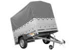 Przyczepka samochodowa 200x125 UNITRAILER GARDEN 201 KIPP z burtami BIS, stelażem H-800 i pokrowcem szarym