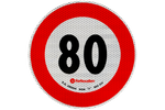 Naklejka nalepka odblaskowa LAMPA ograniczenie prędkości do 80 km/h znak B-33