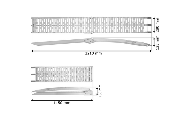Najazd składany UNITRAILER ALR003 rampa najazdowa aluminiowa do przyczepy lawety 221cm 340kg z pasem i podpórką