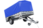 Przyczepka lekka 230x125 UNITRAILER GARDEN 230 KIPP ze stelażem H-800 i pokrowcem niebieskim