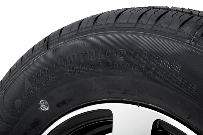 Koło wzmacniane do przyczepy OPONA KENDA 165/80 R13C 96/94N FELGA ALU STARCO poler 5Jx13"H2 5x112 ET:30