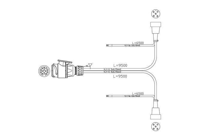 Instalacja elektryczna MANTES wiązka przyczepy podłodziowej 9,5m wtyczka 13PIN bajonety 2x5PIN